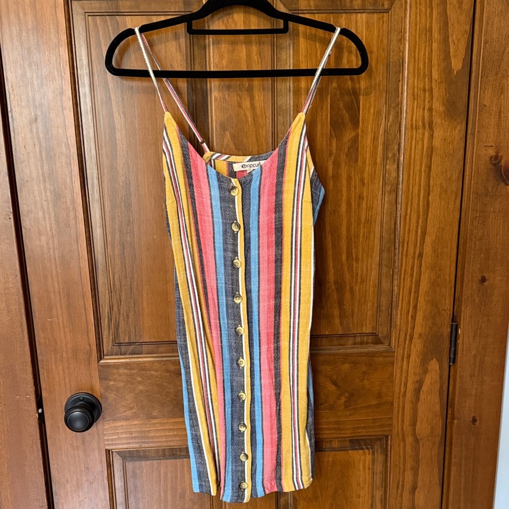 Rip Curl Striped Mini Dress in Yellow, Pink, Blue, Brown